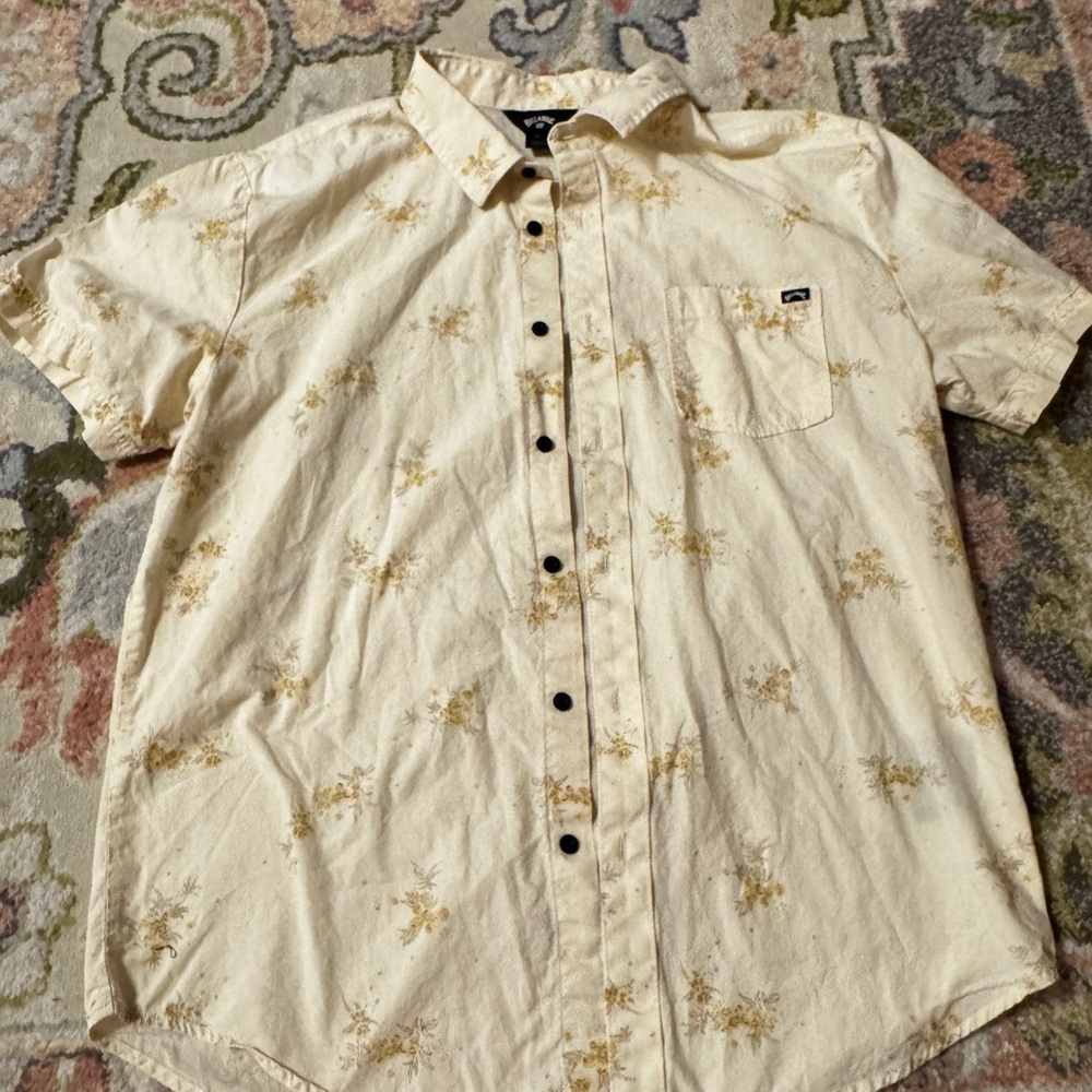 Billabong Men's Beige Floral Button Down Shirt
